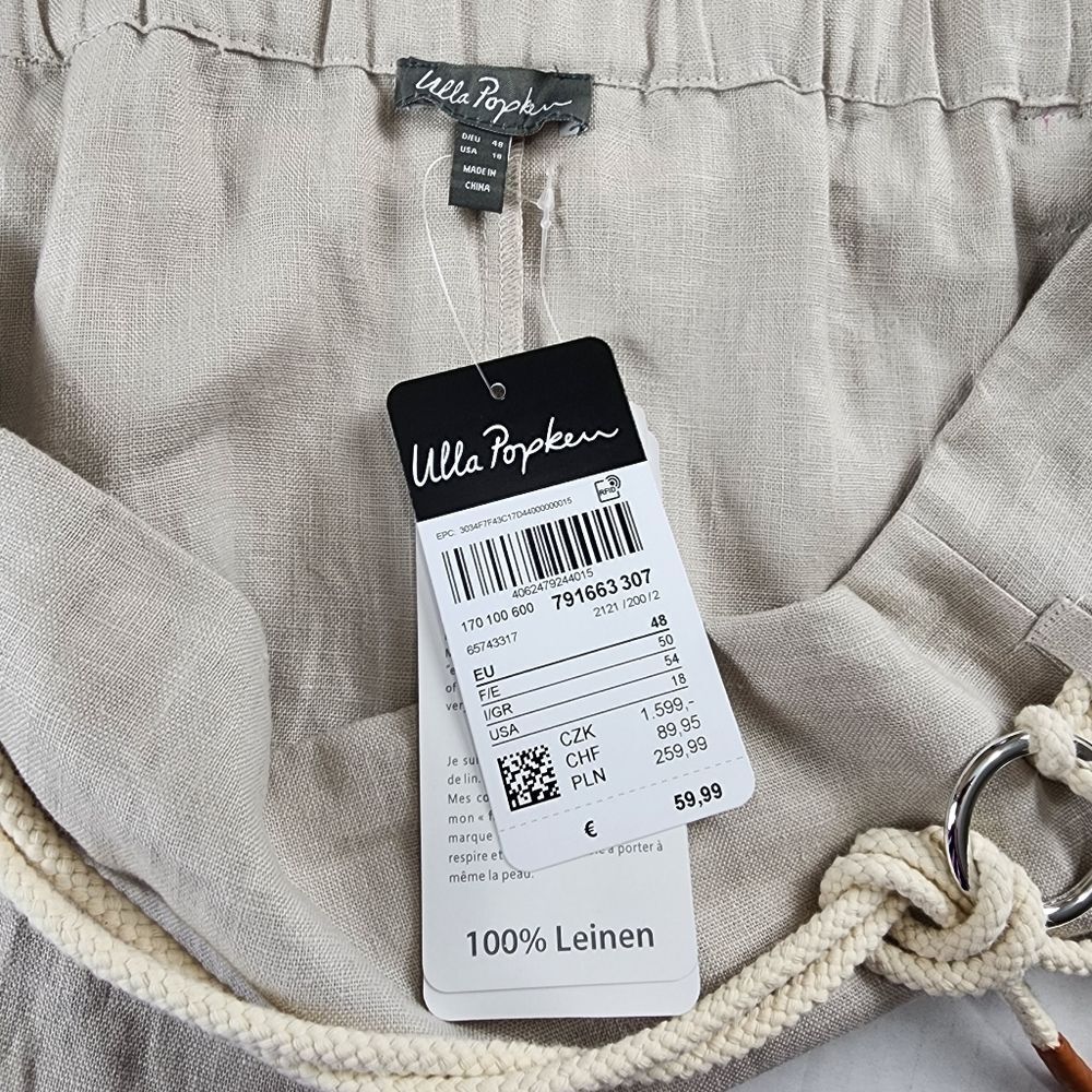 NWT Ulla Popken Linen Midi Skirt Size 18 Beige Natural - Picture 2 of 13